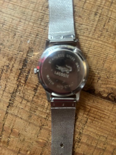 Mens La Coste wristwatch used, black dial with green La Coste logo, silver case - Picture 2 of 3