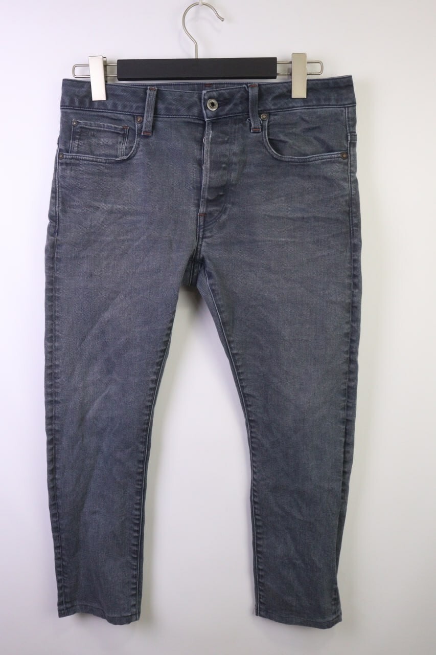 G-STAR RAW Denim 3301 SLIM Gray Wash Stretch Straight Jeans W34 Button Fly