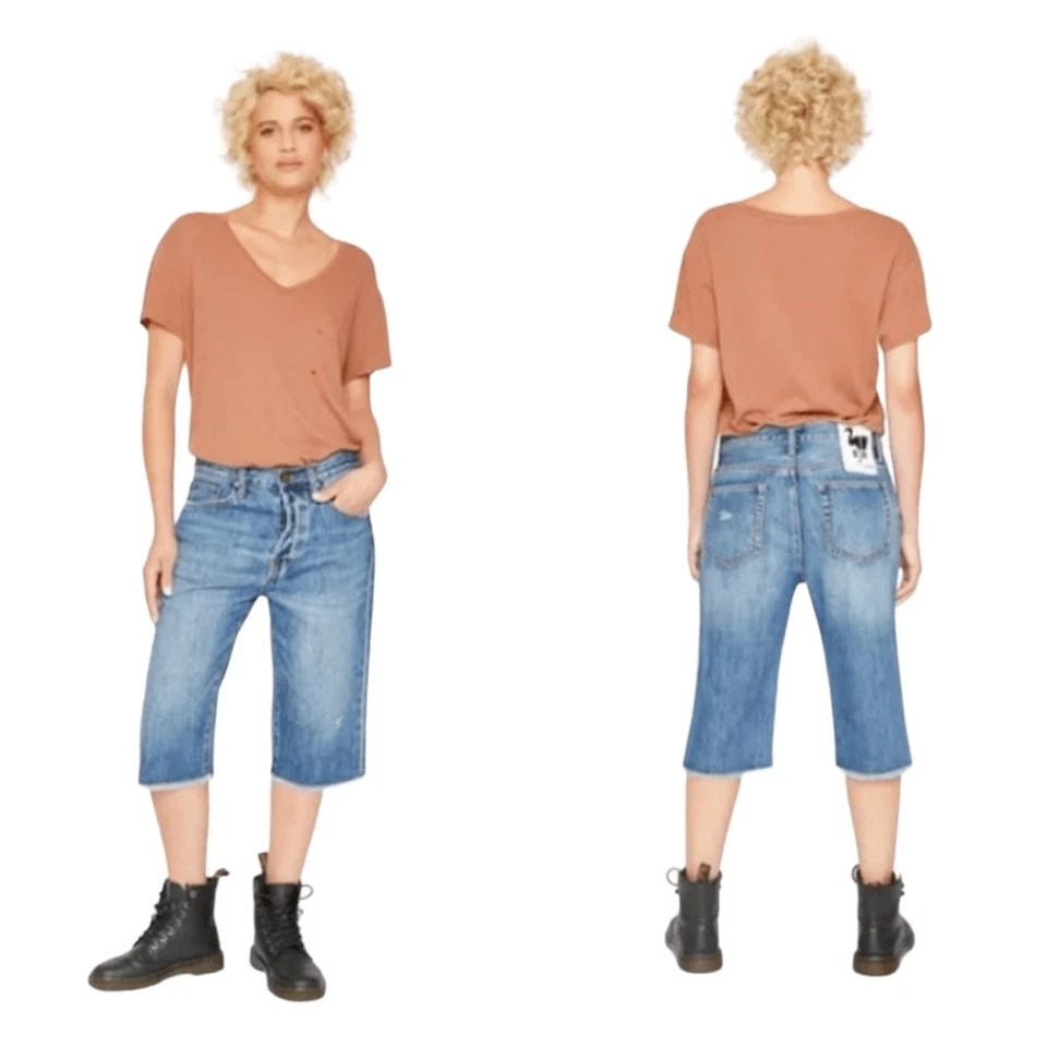 Bermudas de mezclilla Sandrine Rose Free People Long Line nuevas con etiquetas, talla 27