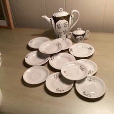 Antique Childs Partial Tea set Teapot Sugar 5 Saucers 6 Plates  15 Pieces 