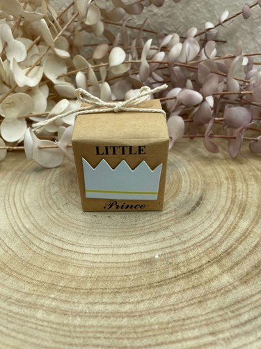 Set 25 Scatoline Porta Confetti Quadrata con Corona Azzurra Fai Da Te DIY - Foto 2 di 4
