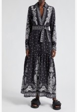 NWT $275 Farm Rio Paisley Bloom Long Sleeve Dress, PASLEY BLOOM BLACK, XS!
