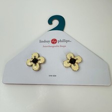 Lindsay Phillips Ivory Black Flower Charm Shoe Snaps