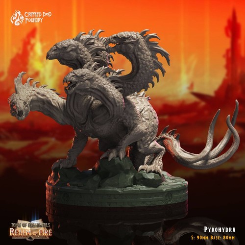 Pyrohydra Flame Hydra Dungeons and Dragons Miniature D&D Fantasy Tabletop - Picture 3 of 8