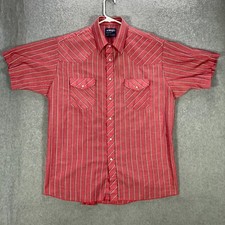 VTG Wrangler Shirt Men's 17.5 Cowboy Cut Regular Fit X-Long Tails Single Needle