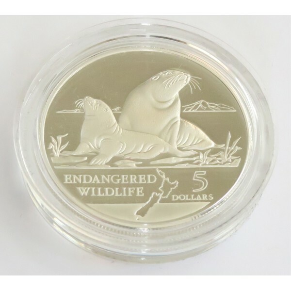 New Zealand - 1993- Silver $5 Proof Coin- Endangered Wildlife