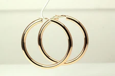 Sterling Silver Rose Gold Plated 5mm Tube Large Hoop Earrings 10.6g (EAR3361)