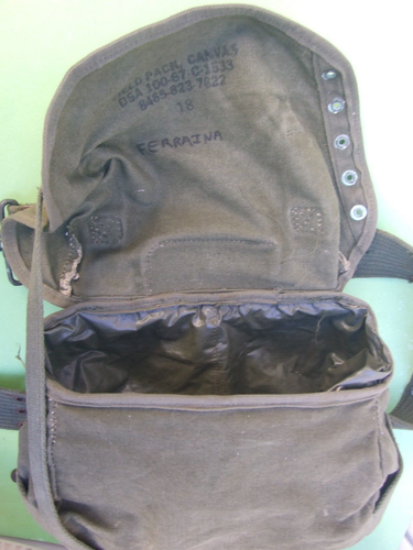 Vintage US Army Canvas Combat Field Bag Pack Military w Web Belt Vietnam - Picture 8 of 12