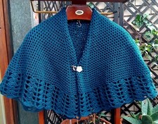 Mantellina della nonna, NUOVA, PETROLIO, scialle, scialle della nonna, uncinetto