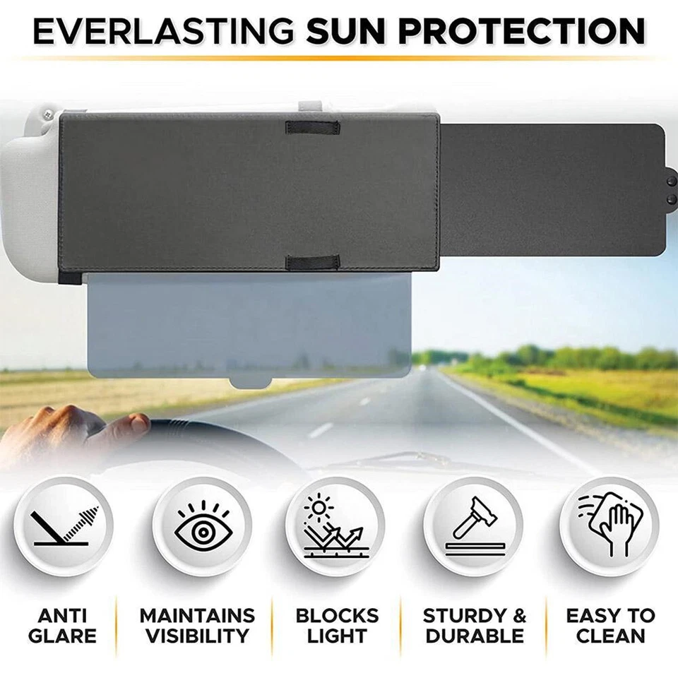 Universal Car Sun Visor Sunshade Extendable Anti-glare Block Retractable Black Foto 4 de 4