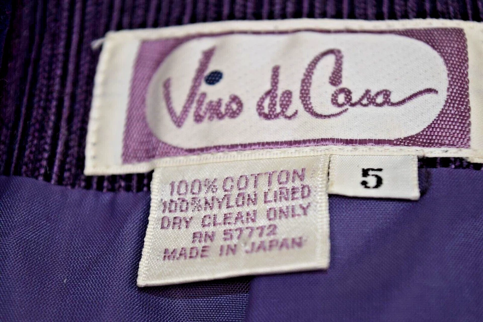 Chaqueta Corta Vintage Púrpura Pana Vino de Casa Talla S/M Años 80 Cuello Terciopelo Foto 2 de 4