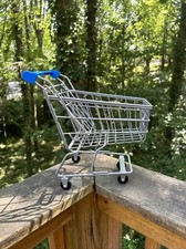 Doll Sized Walmart Grocery Shopping Cart Market Basket Metal Wire Pretend Play