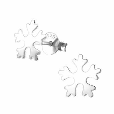 Silvadore 8mm SCHNEEFLOCKE SCHNEE Eis Winter 925 Sterling Silber Ohrringe Ohrstecker Box13
