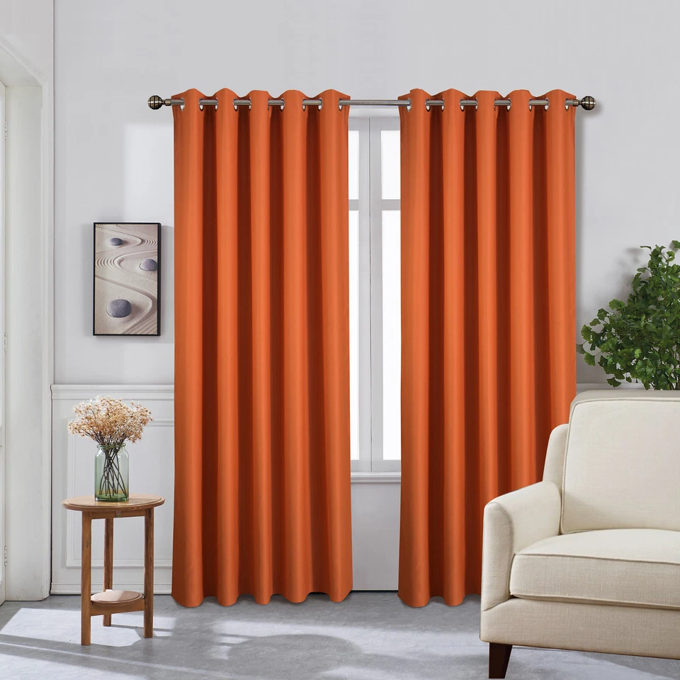 Extra Wide 285cm Eyelet Blackout Curtains with 228cm Drop and Matching Tiebacks - Image 2 of 4