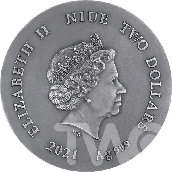 Two Wolves 1 oz Antique finish Silver Coin 2$ Niue 2021 - Image 2 of 4