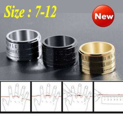 Smooth Ring Retro Wide Rotatable Number Metal Steel Wedding Band Engagement Round Ring for Men Women Smooth Ring Retro Wide Rotatable Number Metal Steel Wedding Band Engagement Round Ring for Men Women