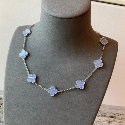 chalcedony necklace 925 silver white gold plated 10 motifs