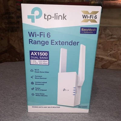 Brand New TP- Link AX1500 Dual Band Wi-Fi 6 Range Extender - White. RE1500X.