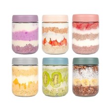 Overnight Oats Containers with Lids 6 Pack-16 Oz Mason Jar with Lid... Fast Ship