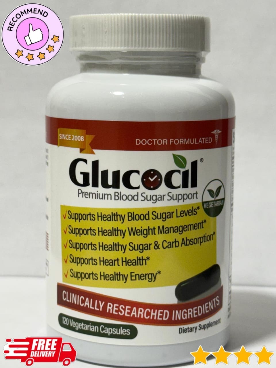 Glucocil Blood Sugar Support – 120 Softgels – 30-Day Supply – Premium Formula –