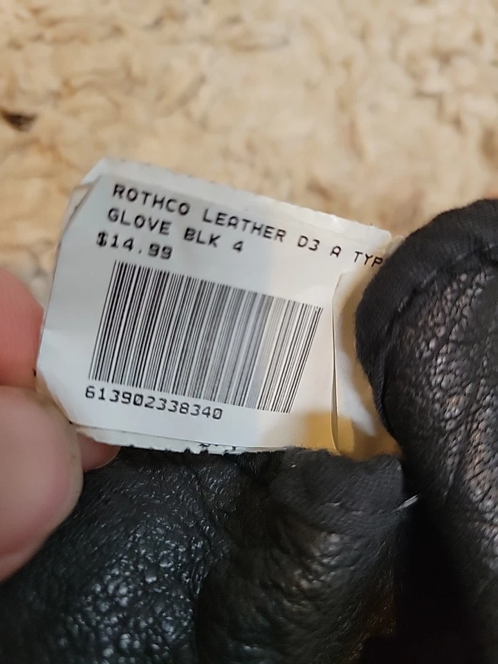 Rothco 皮革 D3A 型手套 BLK 4(男式中号)皮革军队手套 — 第 2/2 张图片
