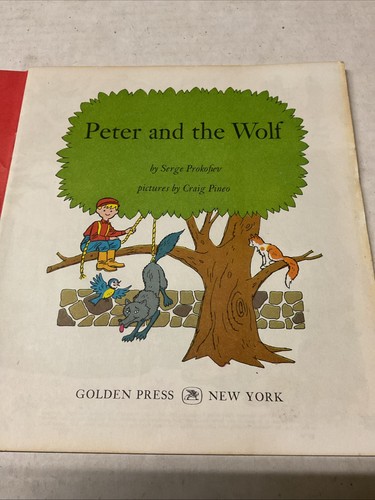 PETER AND THE WOLF 00185 7" 45rpm Vintage Read & Hear A Little Golden Book Vinyl - Foto 4 di 11