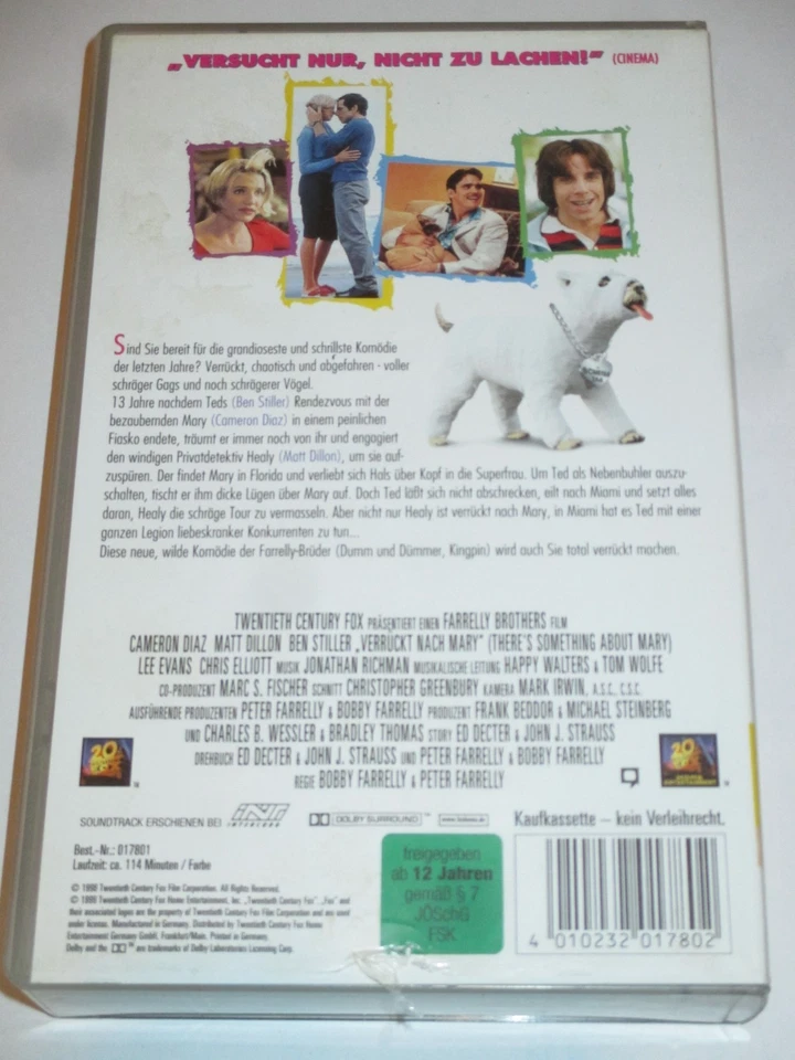 FOX - Verrückt nach Mary - VHS/Komödie/Ben Stiller/Cameron Diaz/Matt Dillon - Bild 2 von 2