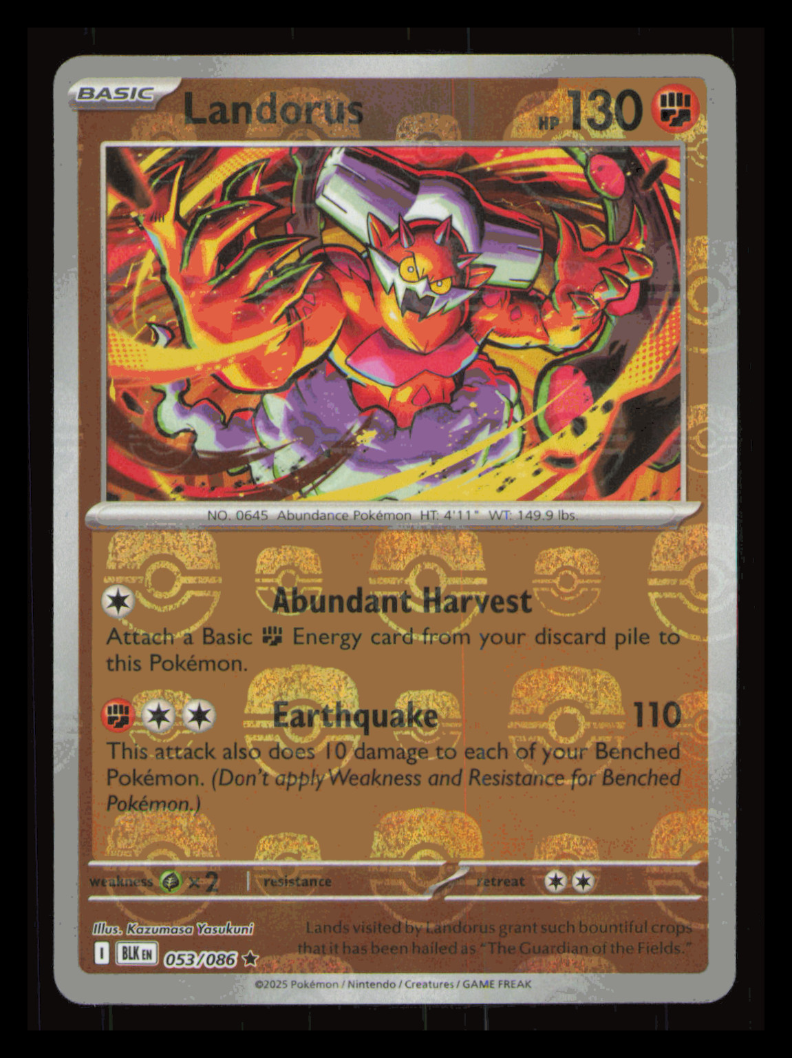 Pokemon SV: Black Bolt - Landorus - 053/086 - Master Ball Pattern NM