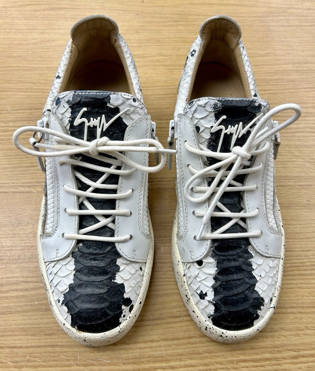Giuseppe Zanotti White/Black Python Embossed Leather Double Sketch
