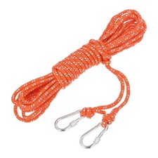 1/4 Inch 33ft Hollow Braided Polypropylene Anchor Line with Hook, Orange