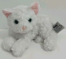 Vintage Russ Berrie Kelly Laying Kitty Cat White Plush Green Eyes Pink Ribbon 7