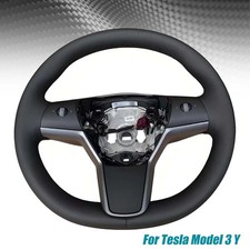 New Driver Heated Leather Steering Wheel Black 1490214-00-b For Tesla Model 3 Y