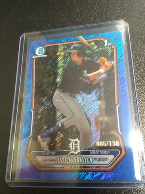 2026 Bowman Chrome 1st Prospects Blue Shimmer /150 Jude Warwick Detroit Tigers