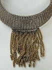 Vintage Signed Sandor Brass Choker Necklace Gothic Art Deco Heavy Metal jewelry