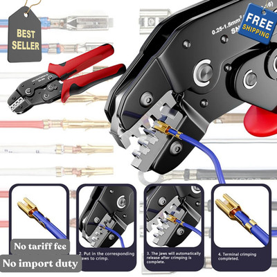Ratchet Crimping Pliers Insulated Terminal Wire Cable Connector Crimper Tool US