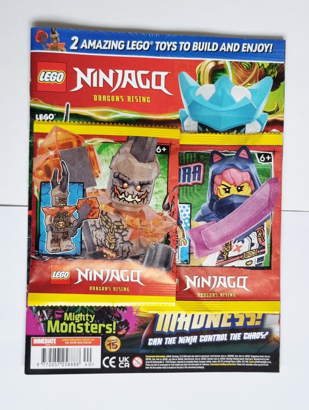NEW LEGO NINJAGO MAGAZINE ISSUE #140 WITH EXCULSIVE EARTH MONSTER &SORA MINIFIGS