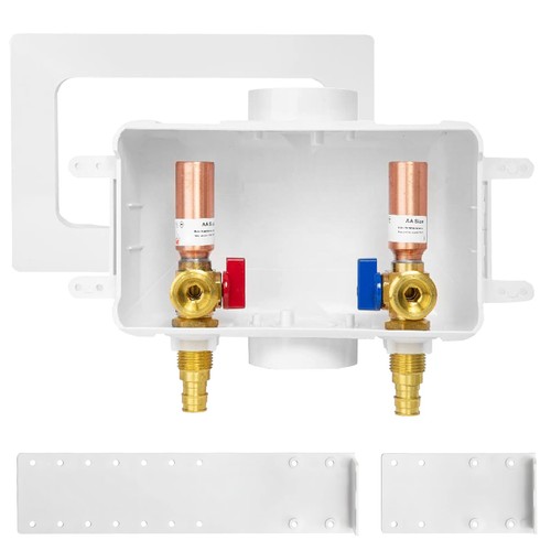1/2 Inch PEXA x 3/4 Inch MHT Washing Machine Outlet Box Copper Arrestor