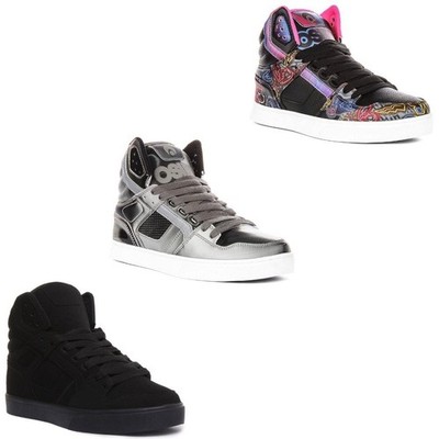Osiris Clone geformte Eva Vulcan Sohle Skate Herren Sneaker in schwarz pink UK 6 - 11