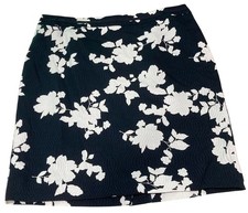 Talbots Floral Skirt M Navy Blue White Cotton Romantic Festival Cottagecore Boho
