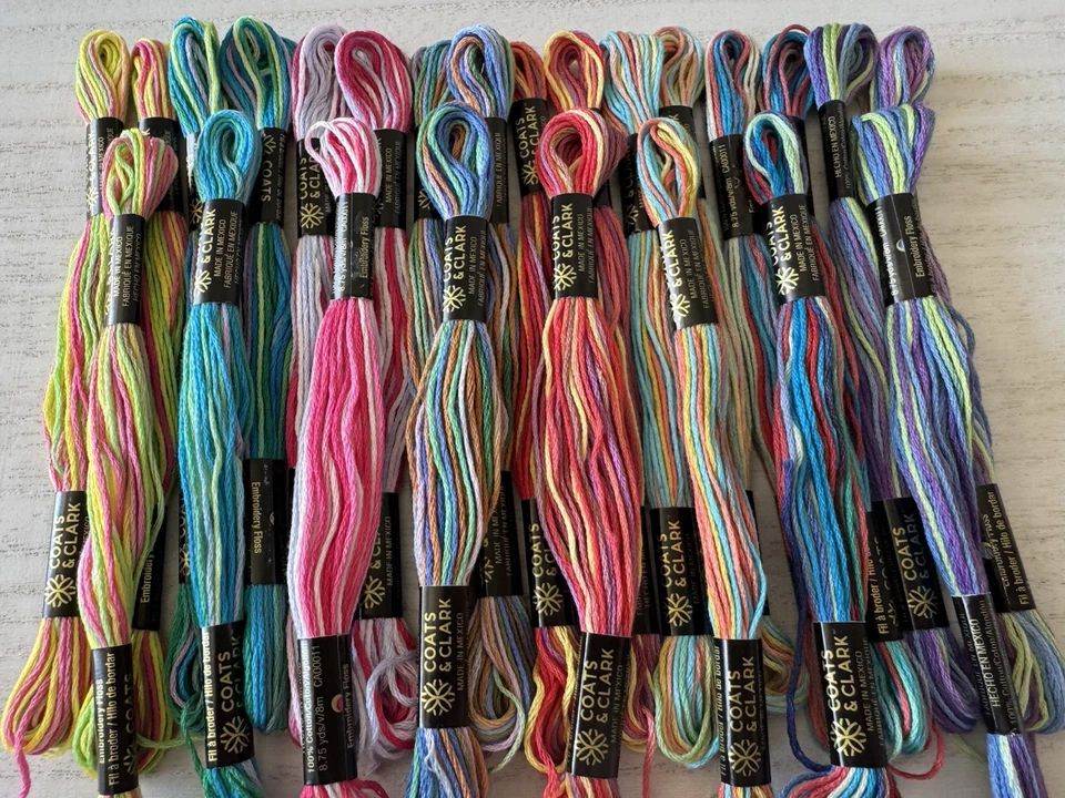 Coats and Clark Cotton Embroidery Floss~Lot of 24 Skeins~Tie Dye Colors - Image 2 of 4
