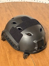 Black Tactical Airsoft Helmet with Padding, Straps, Mounting Rails