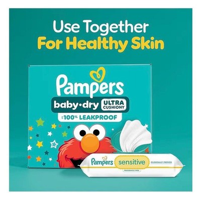 Pampers Diapers - Baby Dry - Size 1, 2, 3, 4, 5, 7, NB Disposable Infant Diapers