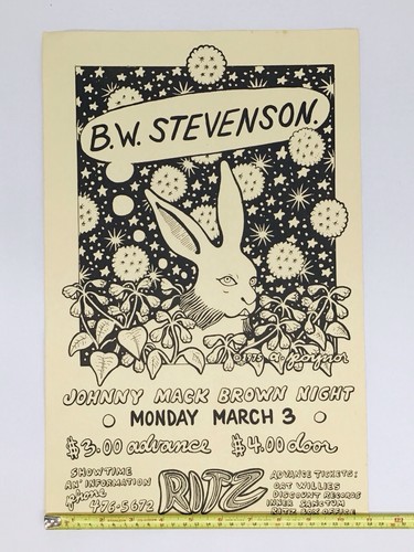 B.W. Stevenson at the Ritz Theater, Austin TX, Concert Poster 1975 - Picture 3 of 7