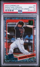 2023 PANINI CHRONICLES CLEARLY DONRUSS RR GREEN #8 MASATAKA YOSHIDA 2/5 PSA 10