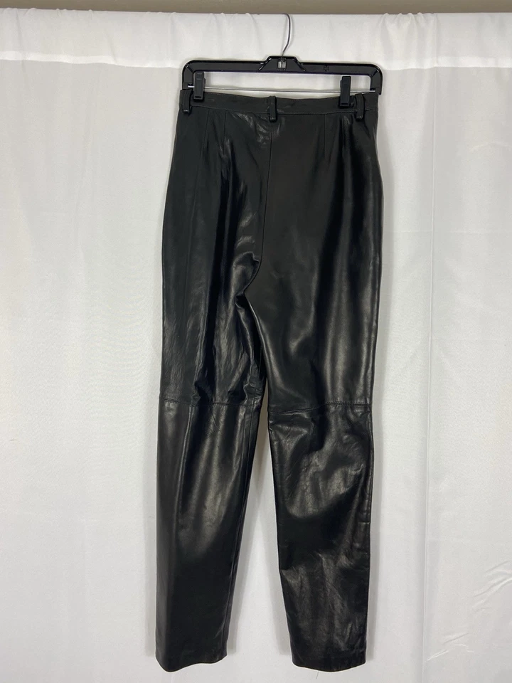 Anne Klein Size 8 Black Leather Pants - Image 2 of 4