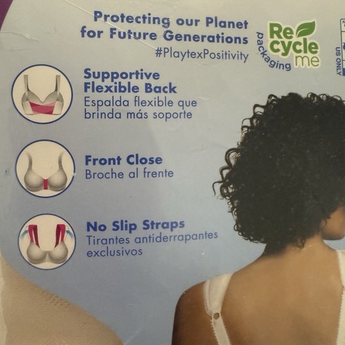 Playtex 18 Hour 48B Front Close Wirefree Bra Flex Back Comfort Strap Beige NWT - Picture 9 of 10
