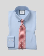 Non-Iron Twill Cotton Dress Shirt - Sky Blue Single Cuff Men's 16 / 35 NWT