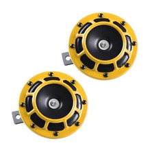 2 PCS Super Tone Car Horn Kit 12V High Low Twin Loud With Grill Auto Yellow