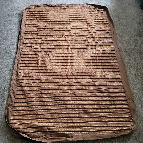 Queen Size Futon Cover- Velveteen Tapestry Fabric Golden Brown Stripes Zip Up  