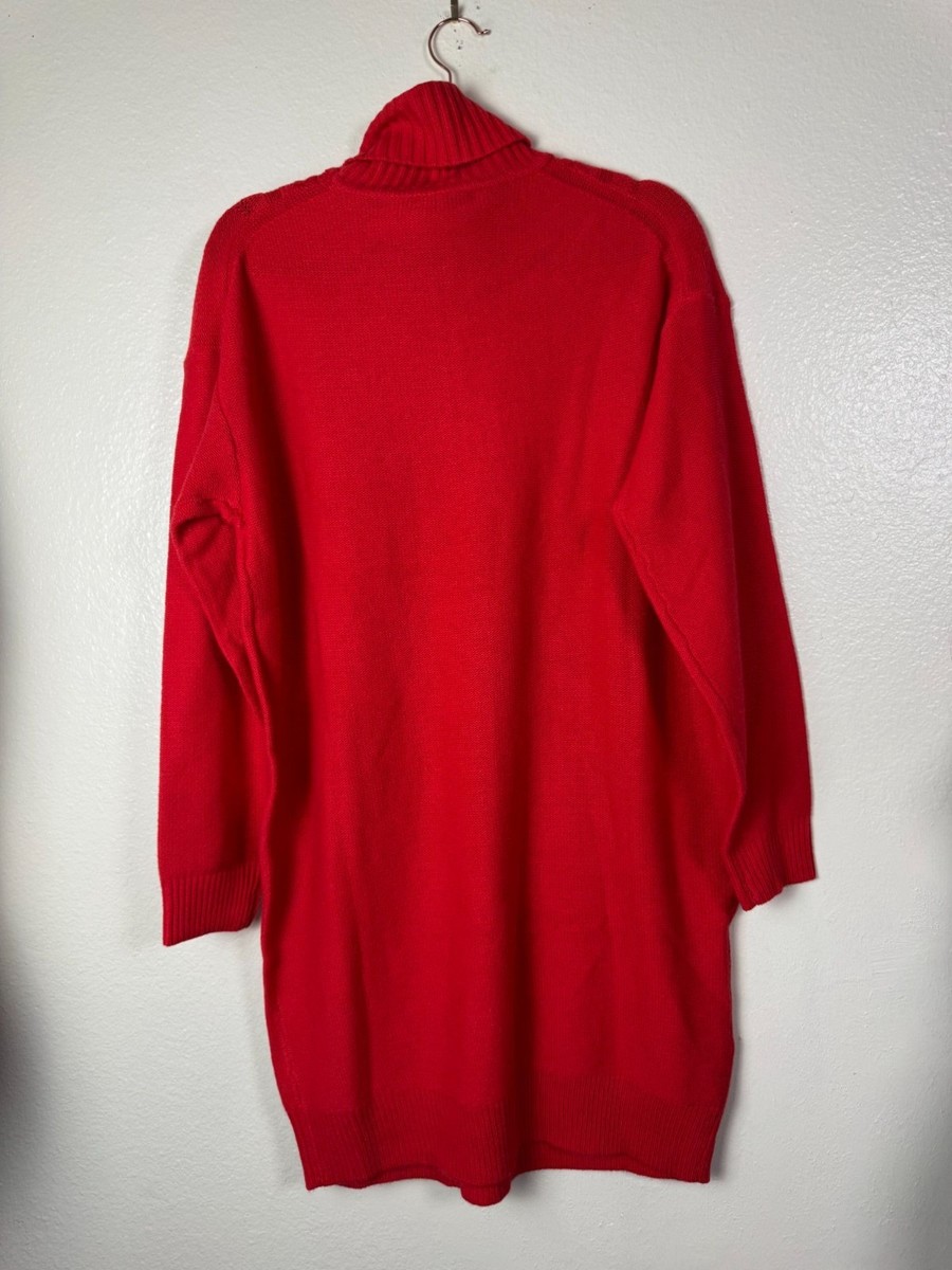 NEW J.Crew Red Cable Knit Turtleneck Sweater Dress Size Large Wool Blend  Holiday | eBay